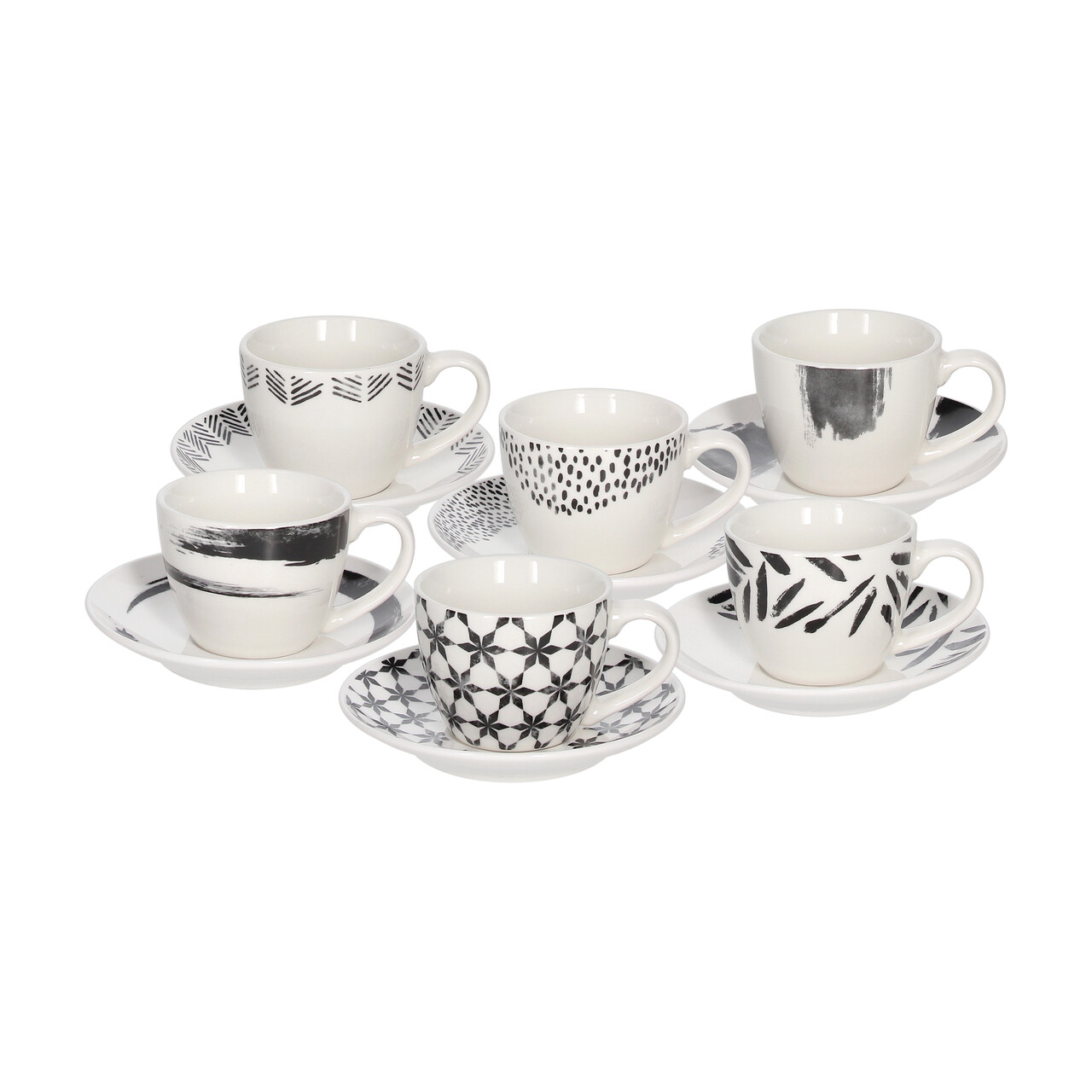 Set 6 cesti de cafea cu farfurie Iris Zenith, Tognana Porcellane, 80 ml, portelan New Bone China, multicolor - imagine 4